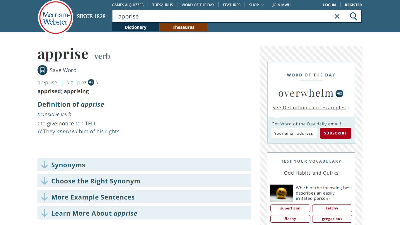 Apprise Definition & Meaning - Merriam-Webster